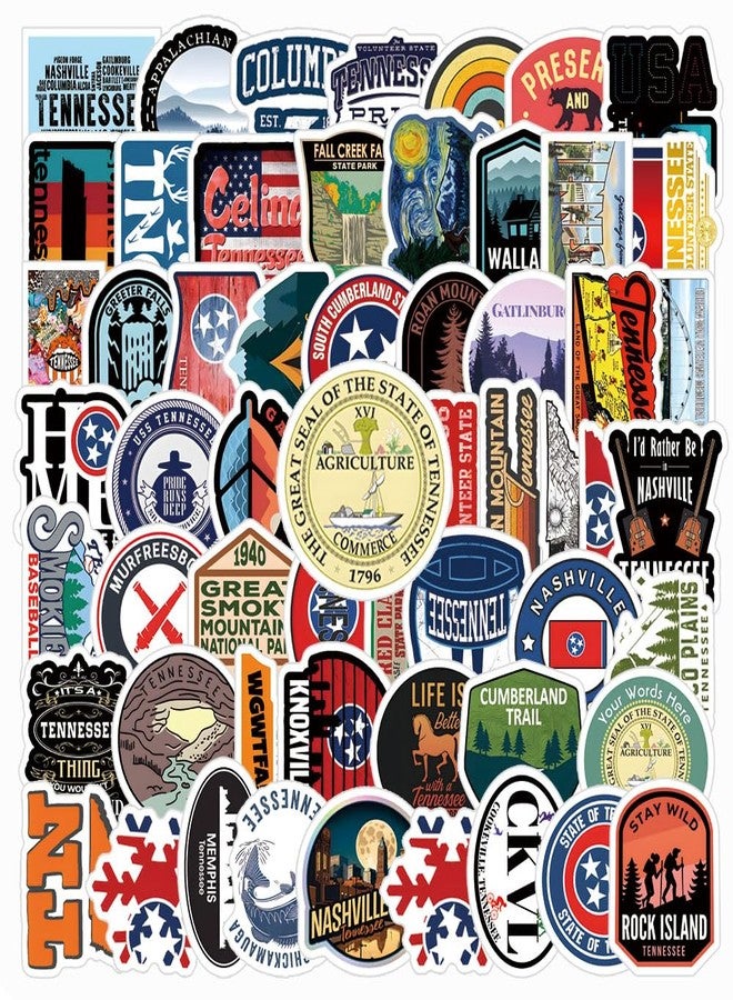 YEESACG 62Pcs Tennessee Sticker Kawaii Travel Waterproof Pack | Vsco City Cool Deacls Graffiti Stickers Vinyl for Water Bottle Skateboard Luggage Laptop Computer Phone - Image 1